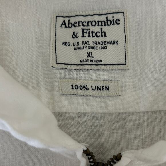 Abercrombie & Fitch Women Linen Tunic Top XL 1/4 Zip Preppy Coastal Beach Travel - Picture 2 of 12